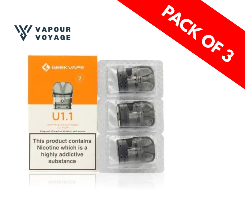 1 Geekvape U Replacement Pods 3 Pack 0.7Ω 1.1Ω refillable vape pods